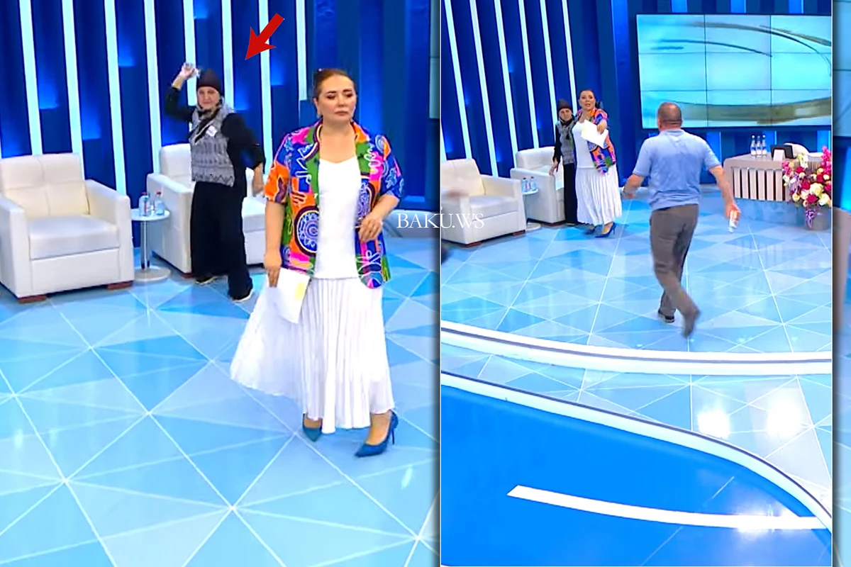 Canlı efirdə GƏRGİNLİK - Anar Vəziroğlunun üstünə su atdılar - VİDEO