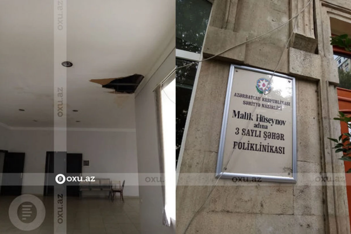 Bakıda poliklinikanın tavanı uçub - FOTO