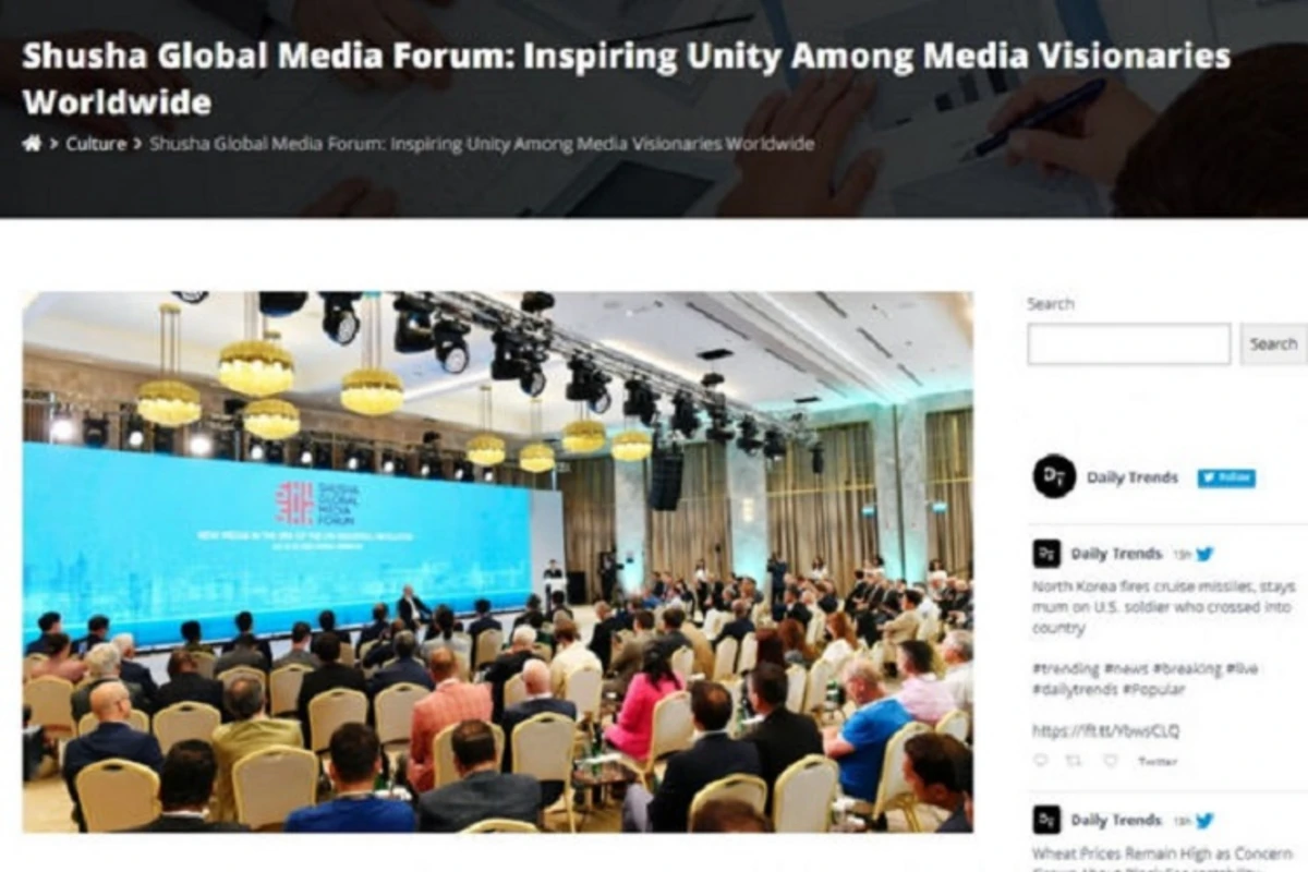 Dünya mediası İlham Əliyevin Şuşa Qlobal Media Forumundakı çıxışına xüsusi maraq göstərir - FOTO