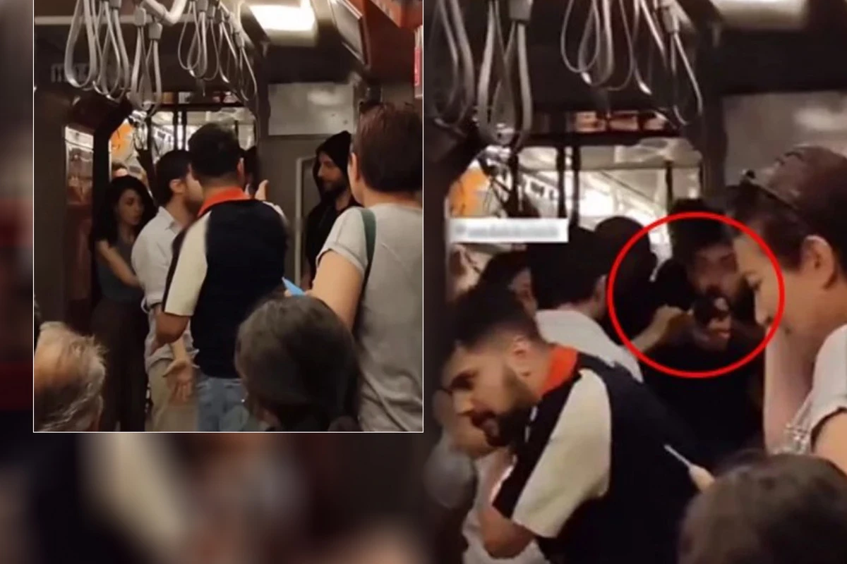 İstanbul metrosunda qorxulu anlar: Dava saldığı şəxsə silahla hücum etdi - ANBAAN VİDEO