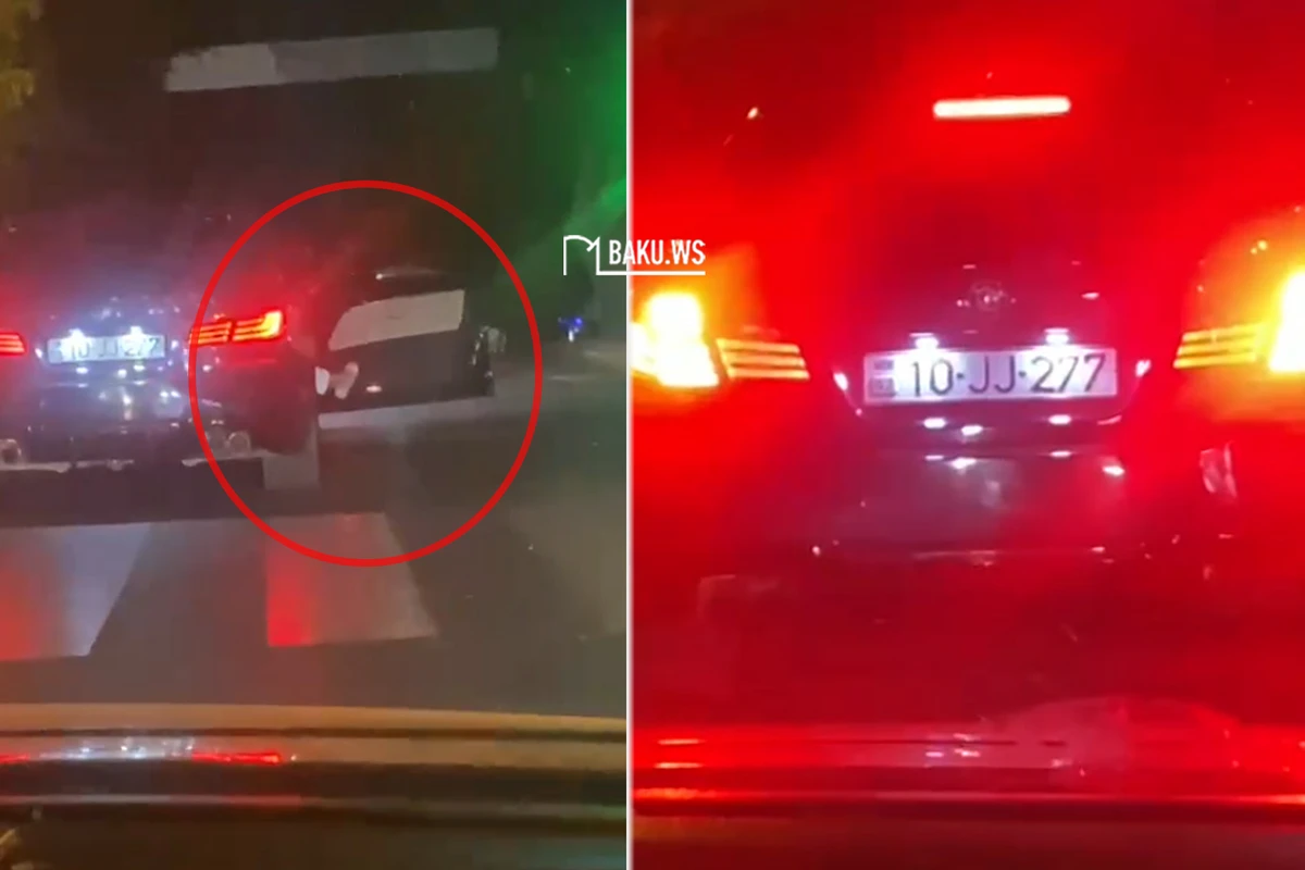 Bakıda avtomobil gedərkən qapını açıb ayağını çölə çıxardı - VİDEO