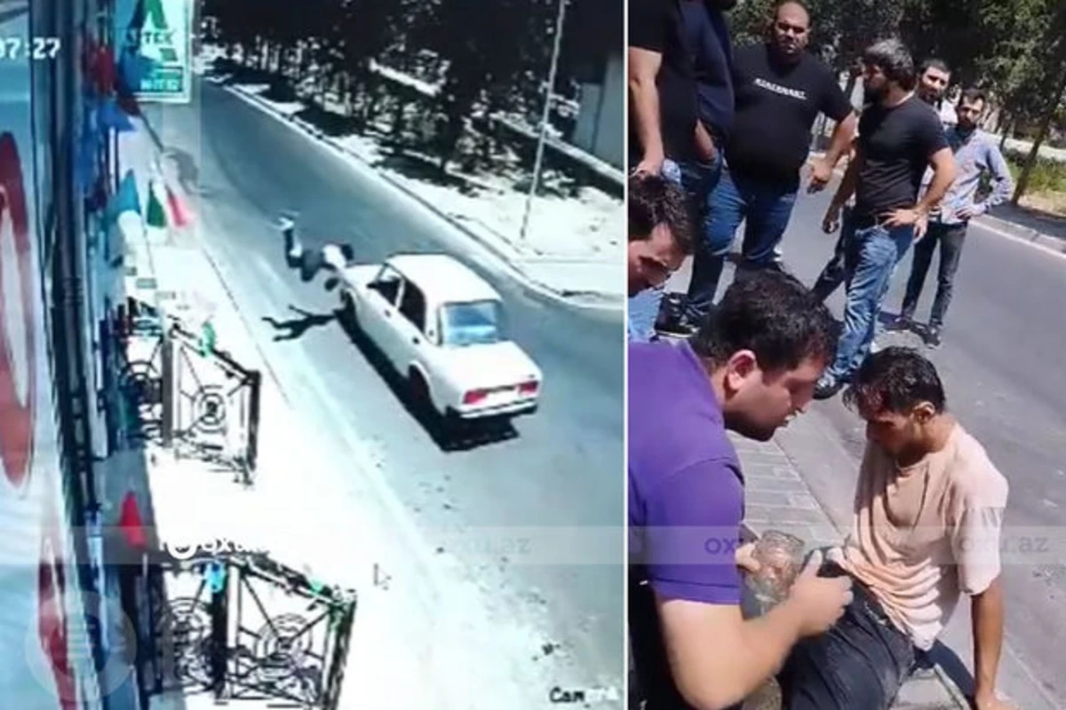 Bakıda yolu qaçaraq keçən gənci avtomobil vurdu - ANBAAN VİDEO