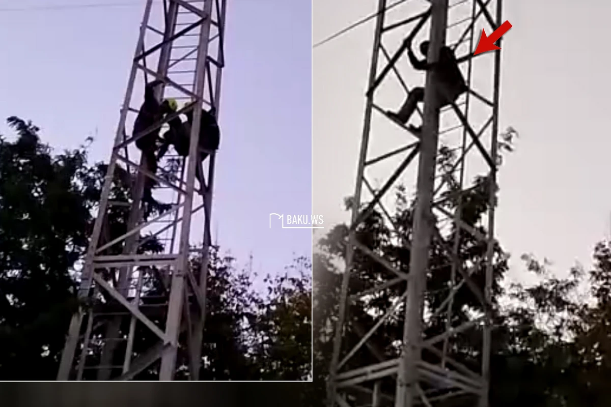 Мужчина пытался покончить с собой, забравшись на вышку - ВИДЕО