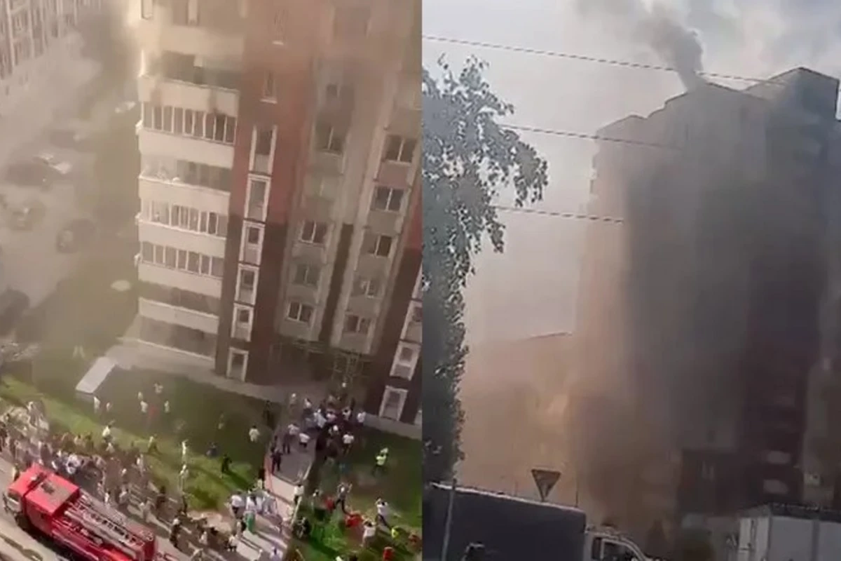 Люди прыгают из горящей многоэтажки в Алматы - ВИДЕО