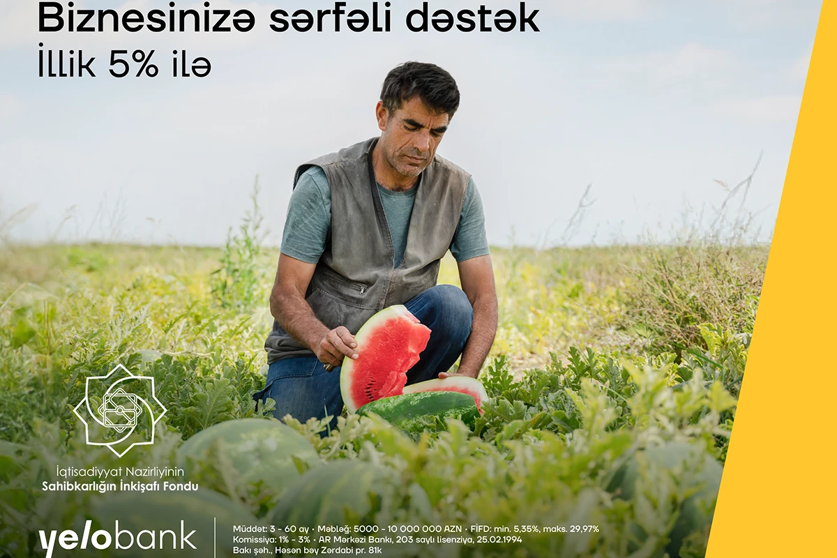 Yelo Bank-dan biznes kreditini illik cəmi 5% ilə əldə edin!