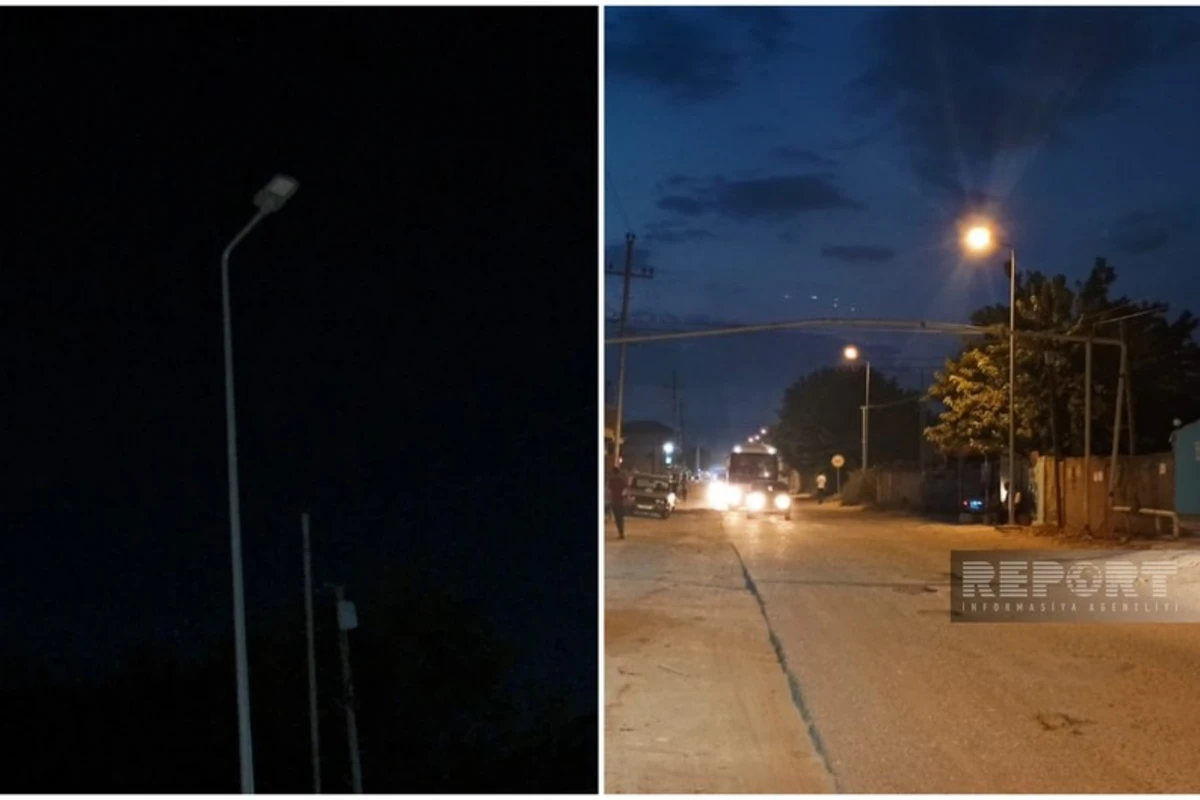 Sarayda küçə lampalarına uzun müddətdən sonra elektrik enerjisi verilib - FOTO