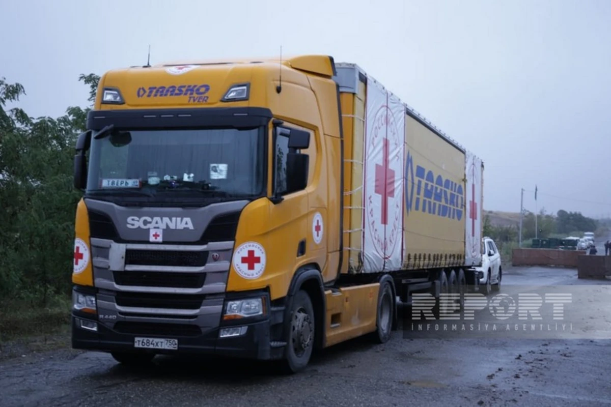 Rusiya Qızıl Xaç Cəmiyyətinin yük avtomobili Xankəndidən Ağdama qayıdıb