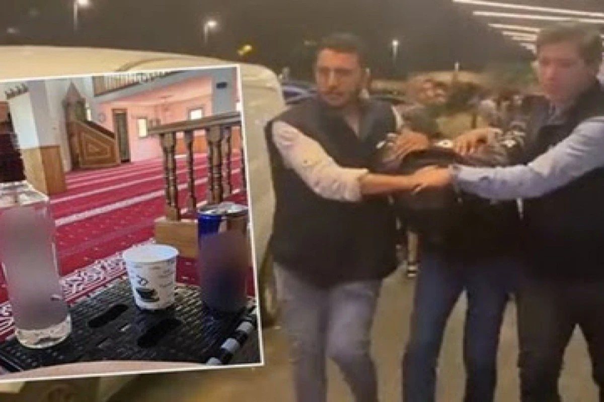 Məsciddə spirtli içki ilə foto çəkib paylaşan tutuldu - FOTO