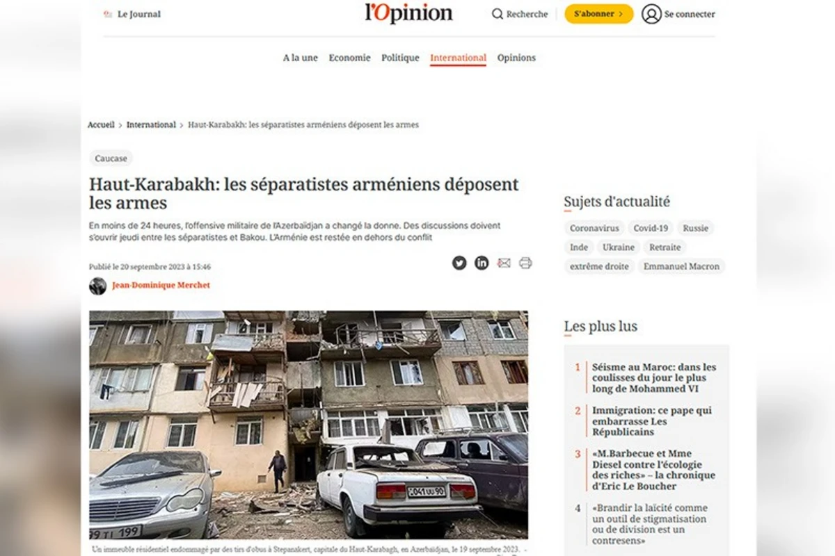 “L'Opinion”: Azərbaycan 24 saatdan az müddətdə regiondakı vəziyyəti dəyişdi