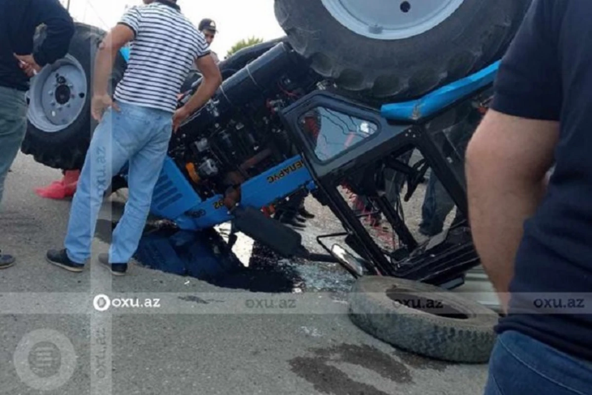 Qazaxda toy karvanına qoşulan traktor aşdı - FOTO