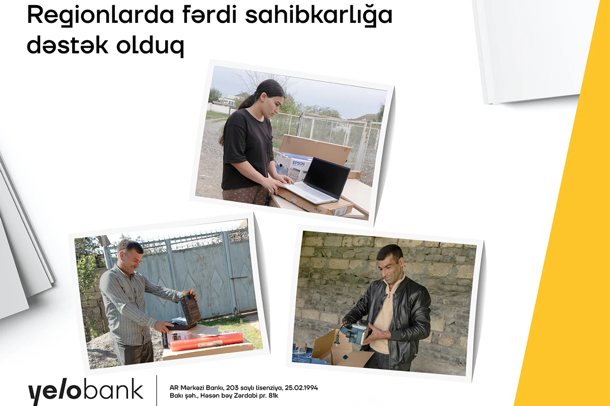 Yelo Bank daha 3 vətəndaşa biznesə başlamaq üçün dəstək göstərib