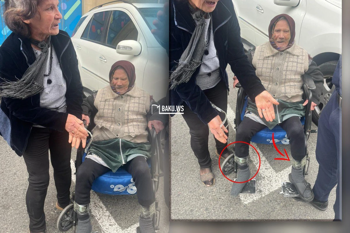 В Баку женщина привязала пожилую мать к инвалидной коляске и заставила ее попрошайничать? - ФОТО