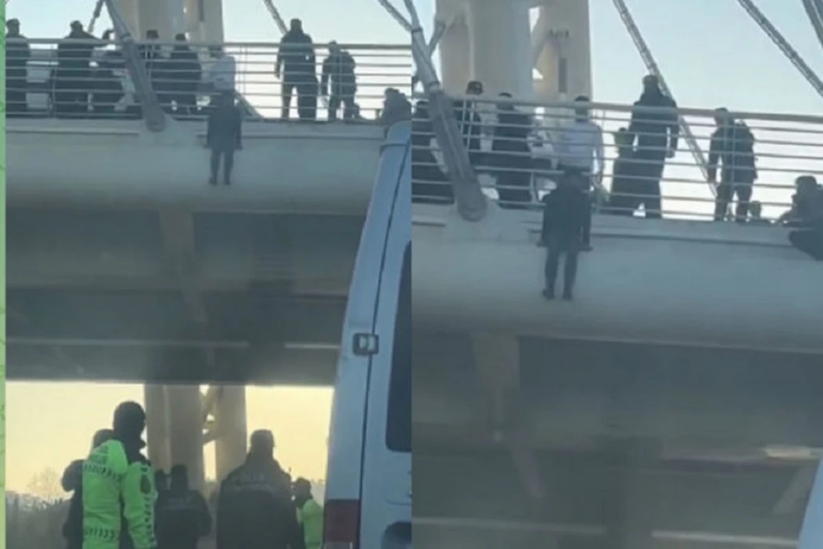В Баку мужчина угрожает броситься с моста - ВИДЕО