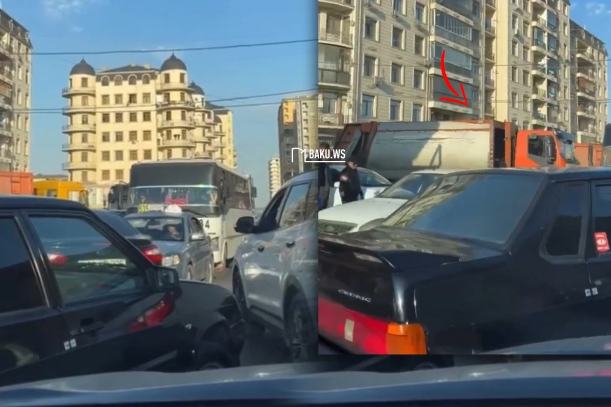 В Хырдалане мусоровоз каждый день в одно и то же время перекрывает дорогу - ВИДЕО