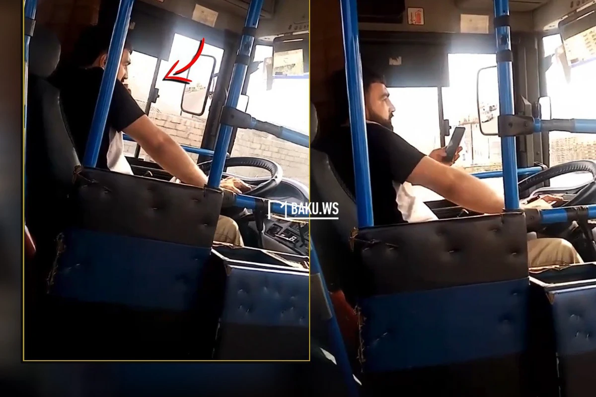 В Баку водитель управлял автобусом, разговаривая по телефону - ВИДЕО