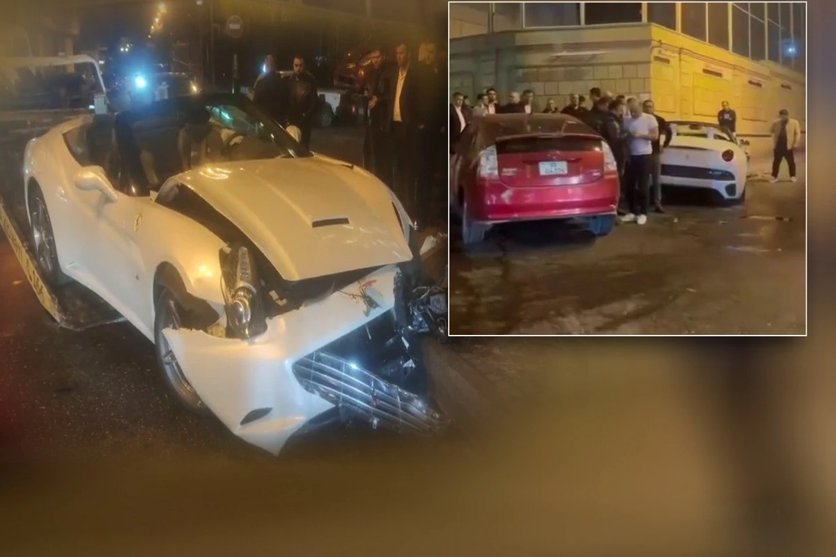 Bakıda qəzaya uğrayan ”Ferrari”nin sahibi kimdir? - VİDEO