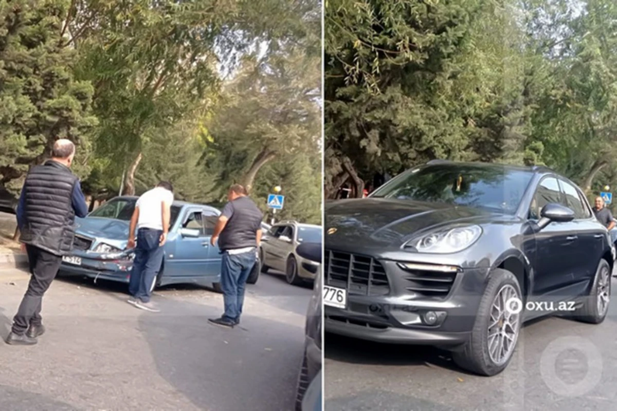 Paytaxtın mərkəzi küçəsində “Porsche” qəzaya düşdü - FOTO/VİDEO