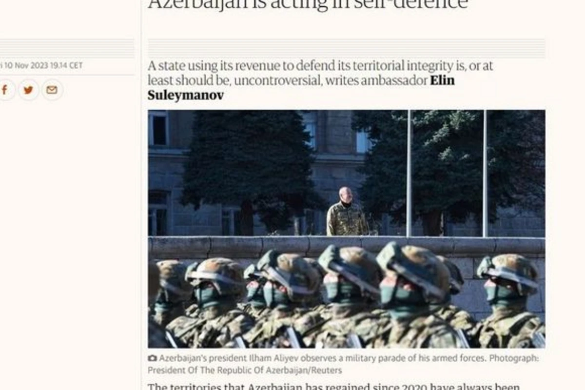 Британская газета The Guardian опубликовала ответ посла Азербайджана в Великобритании