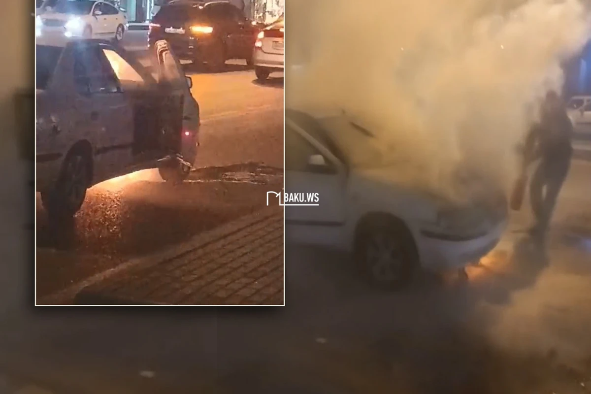 Bakıda qazinin avtomobili yandı - ANBAAN VİDEO