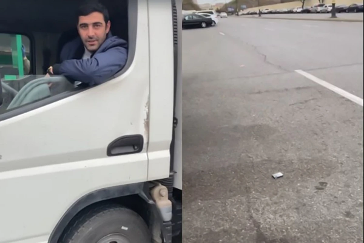 Bakıda sürücü siqaret qutusunu yerə atdı, cəzalandırıldı - VİDEO