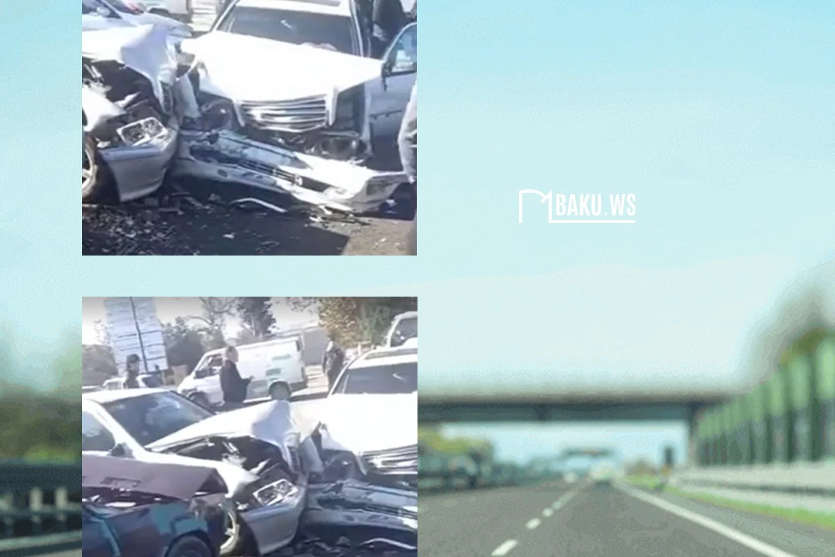 Azərbaycanda ağır yol qəzası - 3 maşın toqquşdu - VİDEO