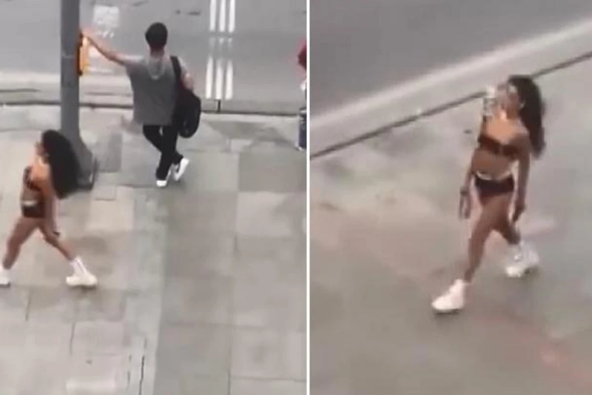 Yarıçılpaq aksiya keçirən Melisa Yaren Aydınalp saxlanıldı - FOTO/VİDEO