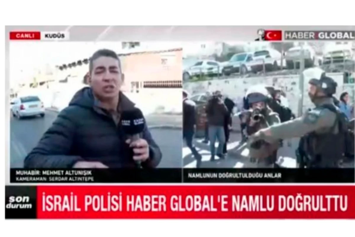 İsrail polisi Qüdsdə “Haber Global”ın əməkdaşlarına silah tuşlayıb