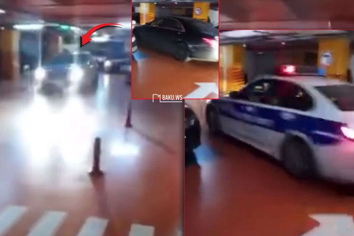 Bakıda qəza törədib polisdən qaçmaq istəyən sürücü parkinqdə 15 dövrə vurdu - VİDEO