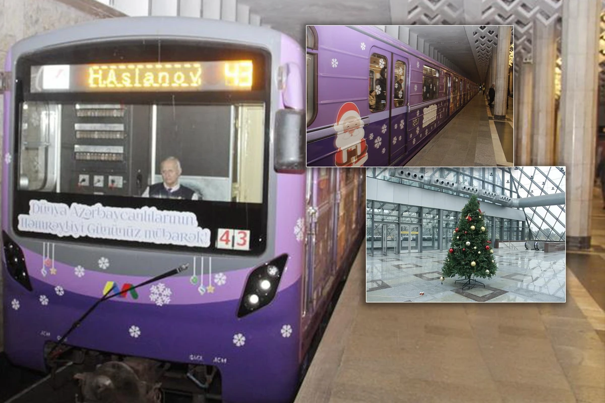 Bakı metrosunda xətlərə bəzədilmiş qatar buraxılıb - FOTO