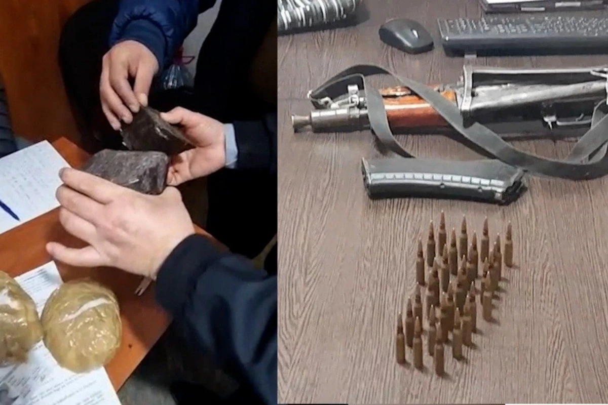 Yeni Günəşlidə 2 kiloqramdan çox narkotik vasitə və 2 ədəd “Kalaşnikov” avtomatı aşkar edilib - FOTO/VİDEO