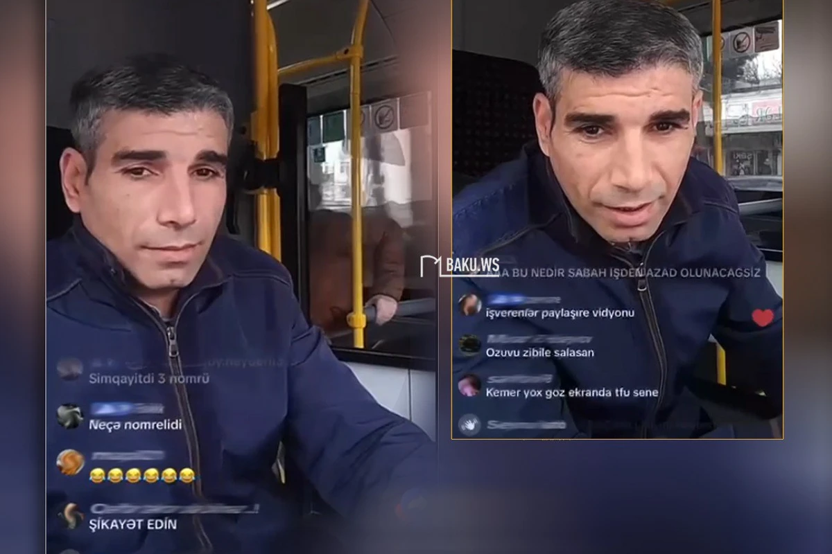 Azərbaycanda avtobus sürücüsü sükan arxasında “TikTok”da canlı açdı - İzləyicilər etiraz etdi - VİDEO Azərbaycanda avtobus sürücüsü sükan arxasında “TikTok”da canlı açdı - İzləyicilər etiraz etdi - VİDEO