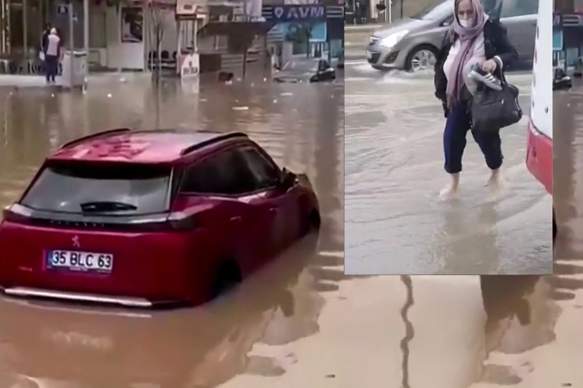 İzmirdə şiddətli leysandan sonra küçələri su basdı - FOTO/VİDEO