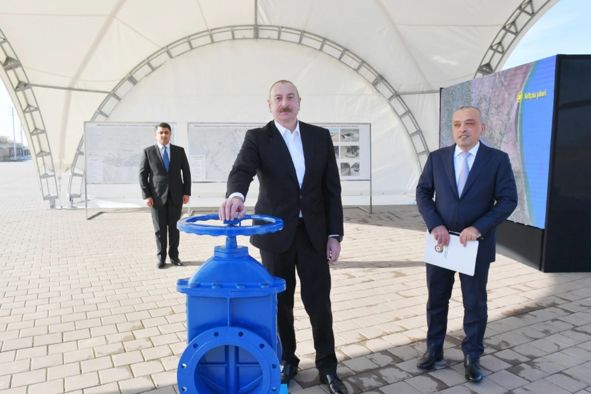 Президент принял участие в церемонии ввода в эксплуатацию систем водоснабжения Нефтчалы - ОБНОВЛЕНО + ФОТО