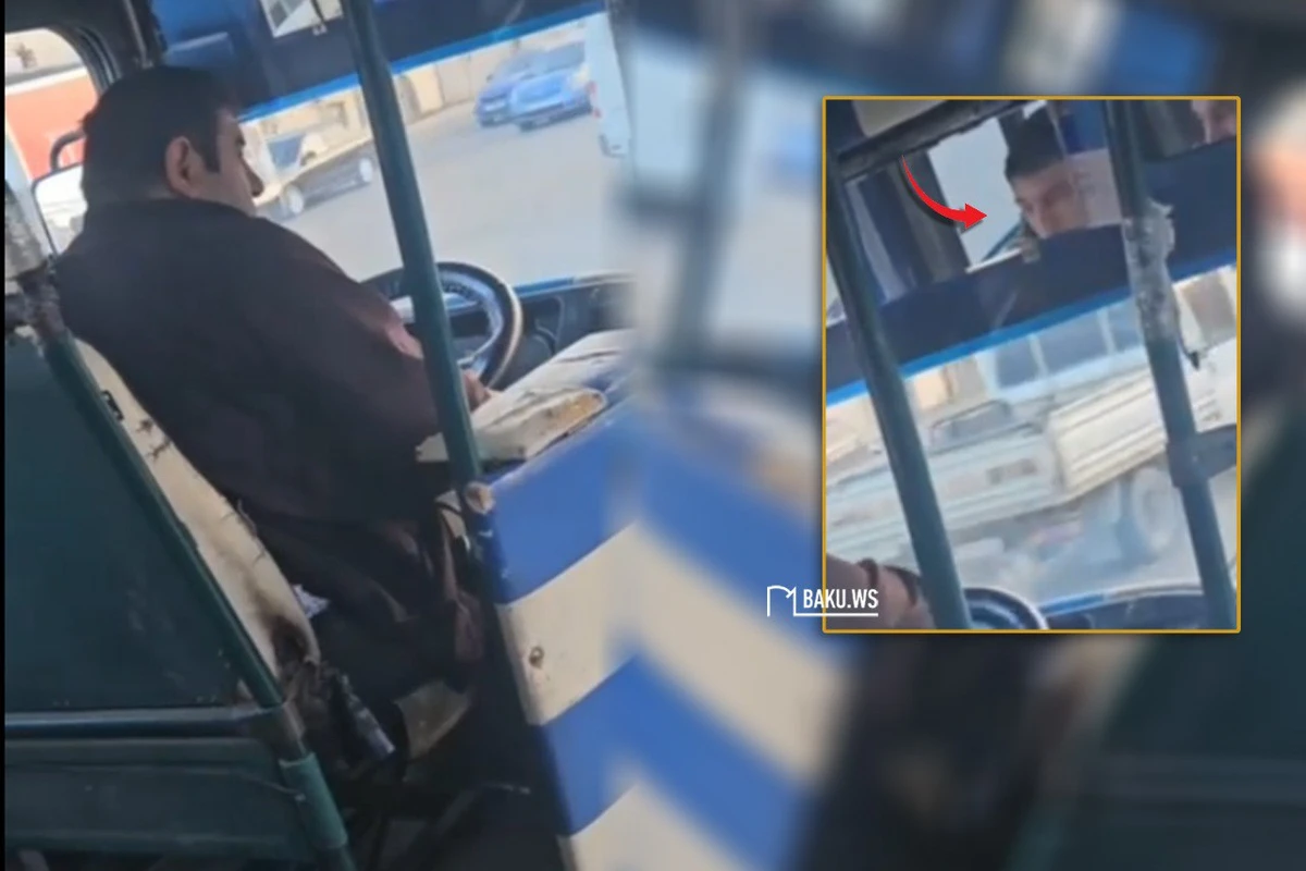 Bakıda daha bir avtobus sürücüsü sükan arxasında telefonla danışdı - VİDEO