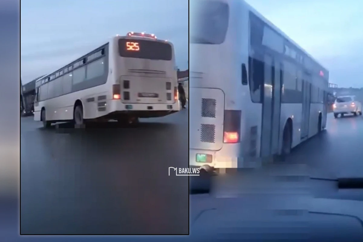 В Баку замечен двигавшийся с сильным креном автобус - ВИДЕО