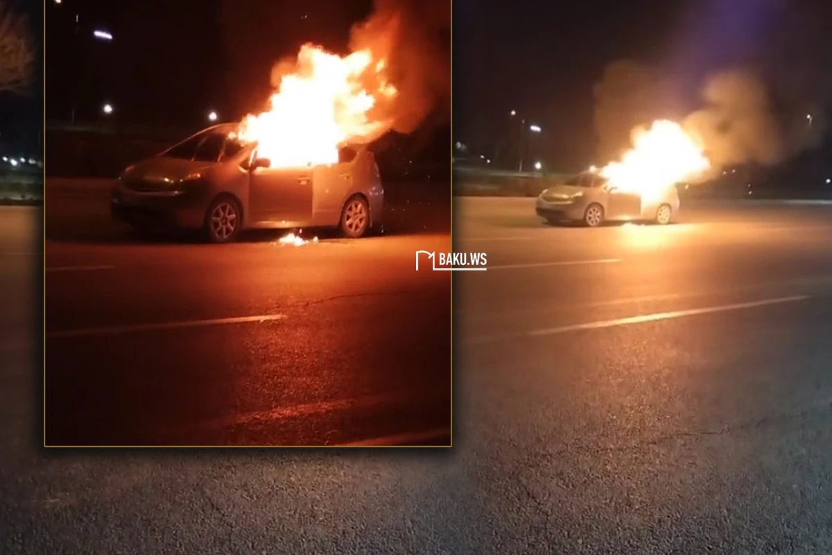 Bakıda Prius alışıb yandı - VİDEO