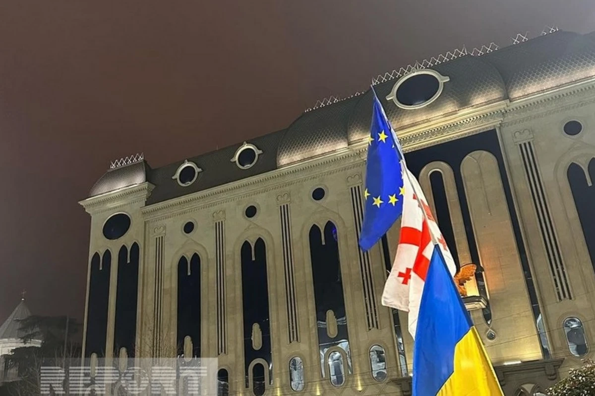 Tbilisidə Ukraynaya dəstək aksiyası keçirilib Tbilisidə Ukraynaya dəstək aksiyası keçirilib