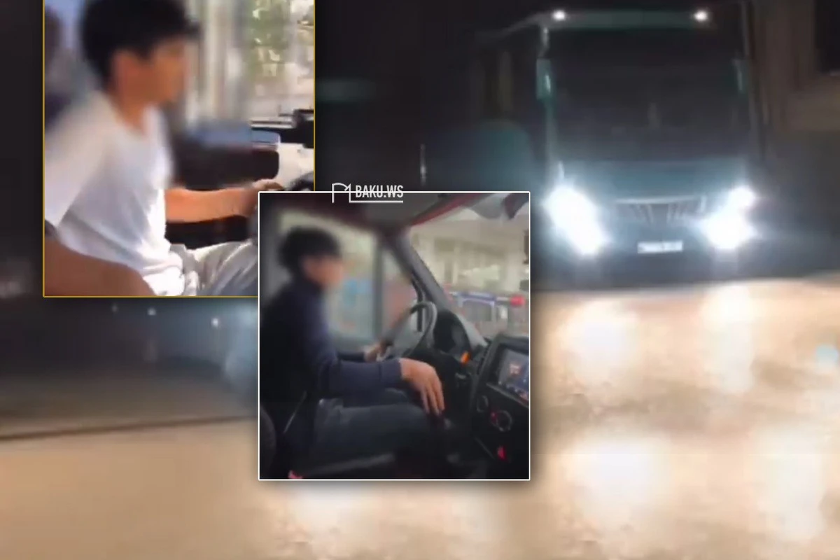 В Баку оштрафовали родителя, позволившего 15-летнему сыну управлять автобусом - ВИДЕО