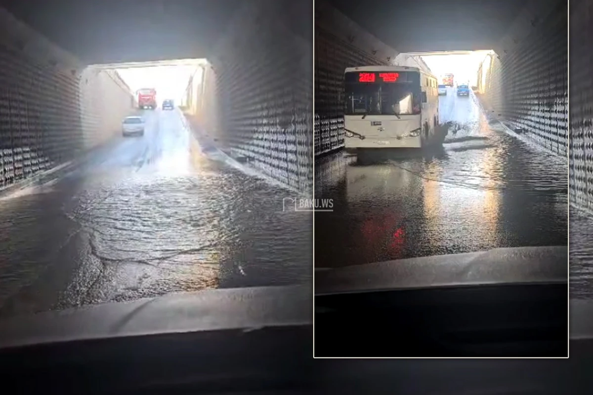 Подвергающий водителей опасности туннель в Баку - ВИДЕО