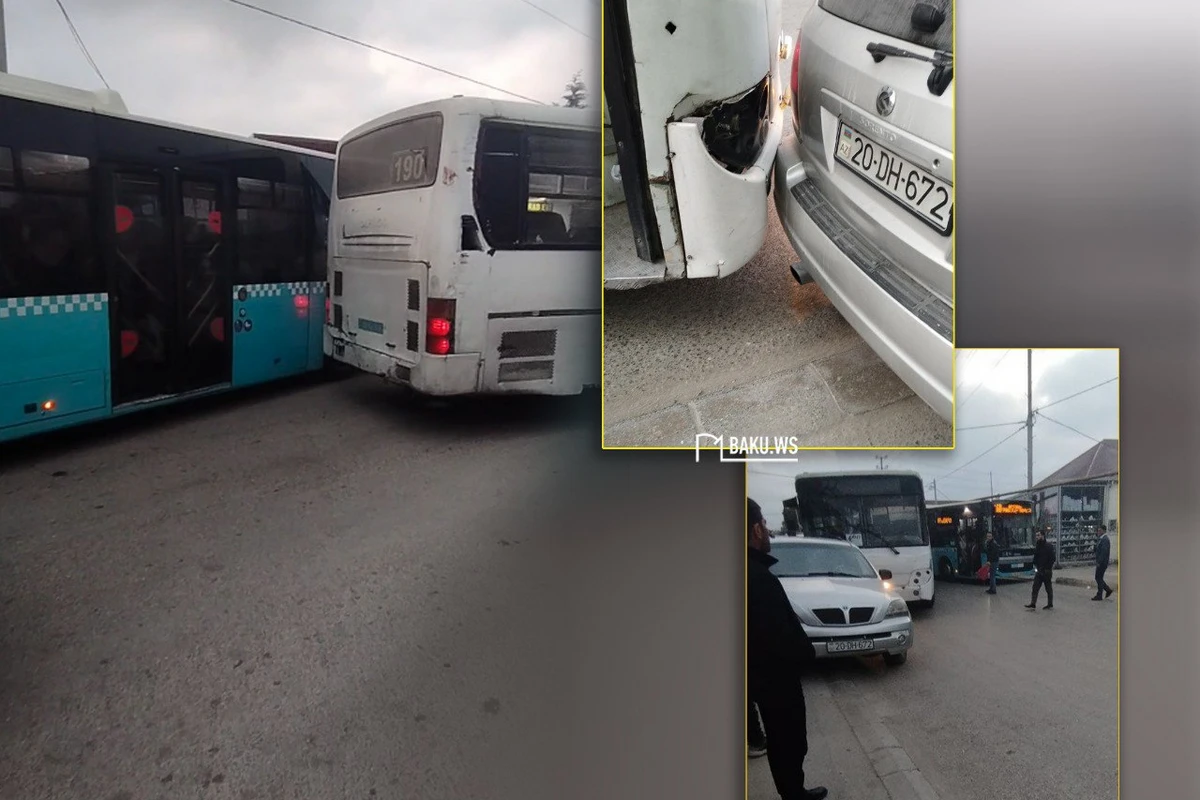 Bakıda marşrut avtobusları qəzaya düşdü - FOTO/VİDEO