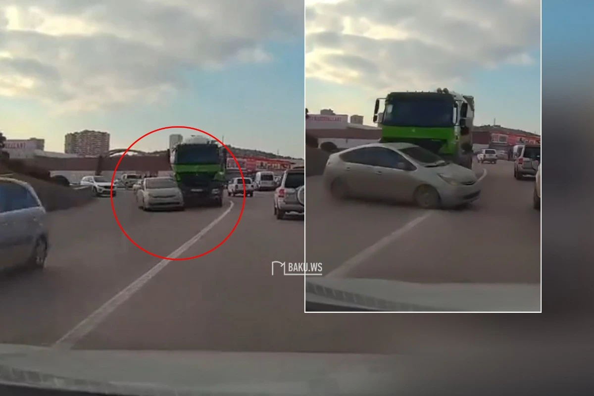 Bakıda Prius yük maşını ilə toqquşdu - ANBAAN VİDEO