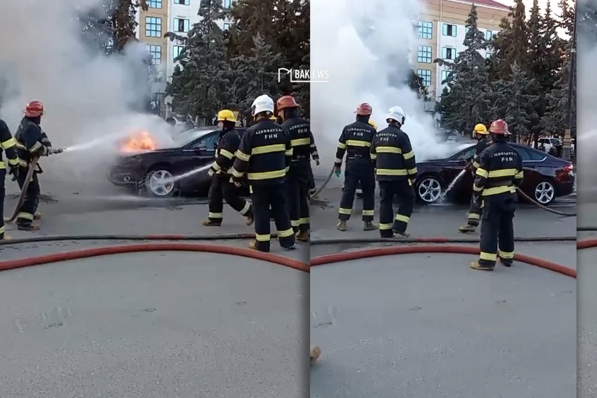 Azərbaycanda “Ford Fusion” markalı avtomobil yanıb - VİDEO