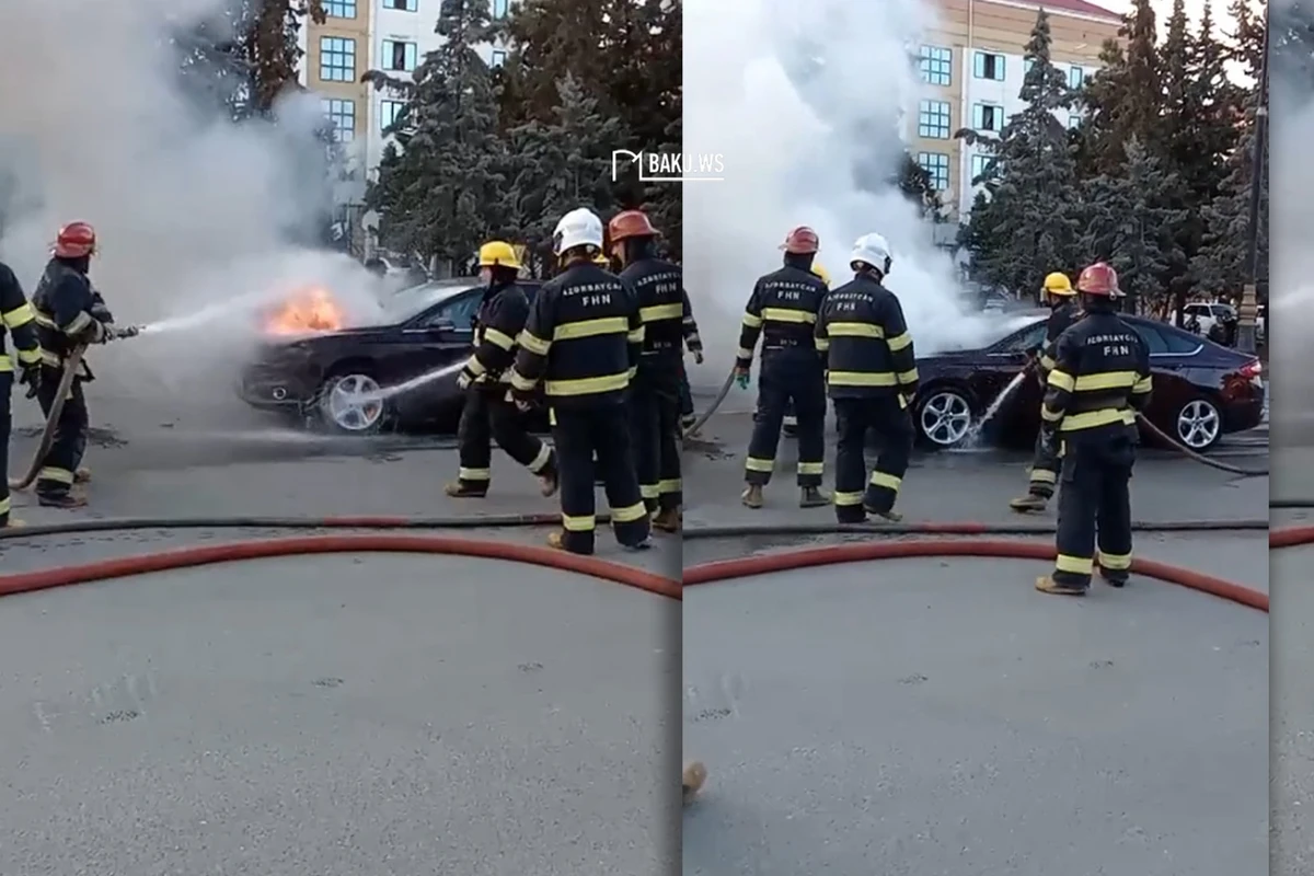 В Азербайджане загорелся Ford Fusion - ВИДЕО