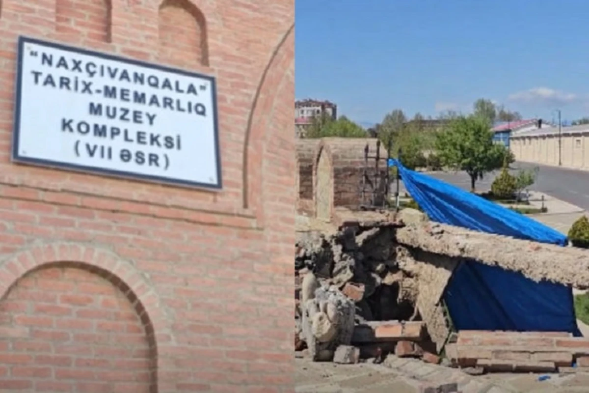 Naxçıvanın tarixinə şahidlik edən “Naxçıvanqala”nın divarı uçub - VİDEO