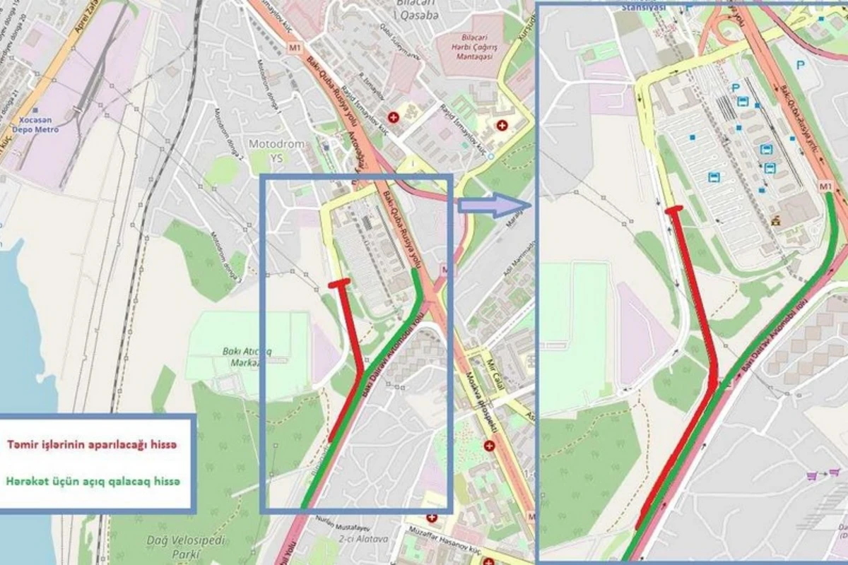 Bakıda bu yol 3 gün bağlı olacaq