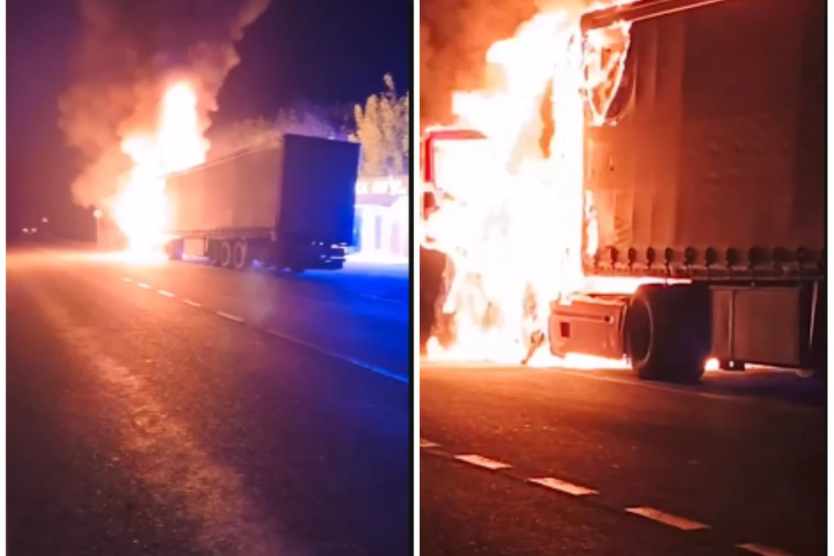 İran vətəndaşına aid yanan TIR-IN GÖRÜNTÜLƏRİ - ANBAAN VİDEO