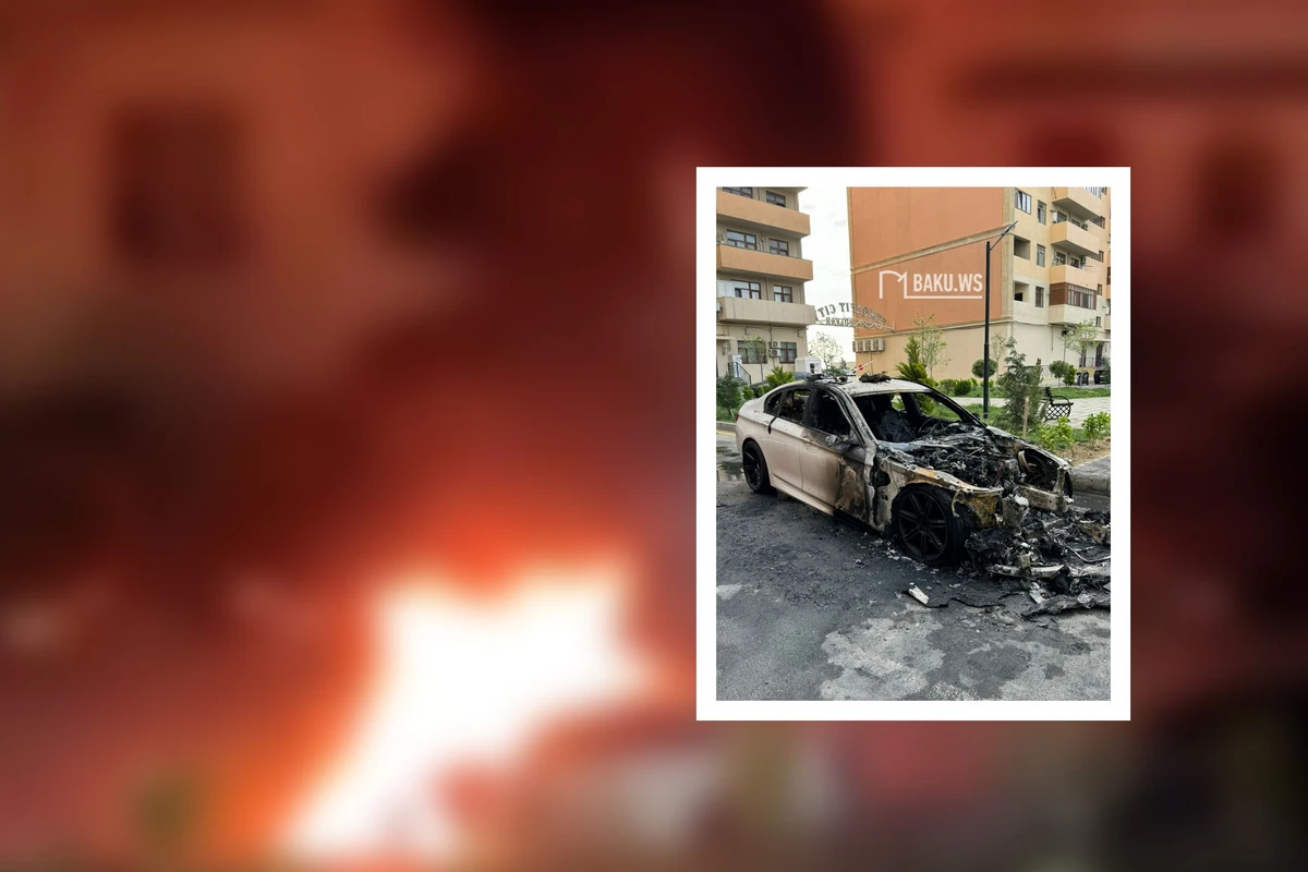 Sumqayıt bulvarında BMW F10 yanaraq yararsız hala düşdü - FOTO\VİDEO