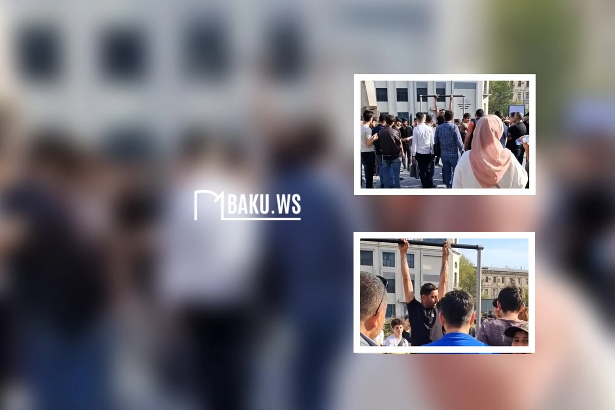 В центре Баку демонтировали незаконный турник - ОБНОВЛЕНО + ВИДЕО