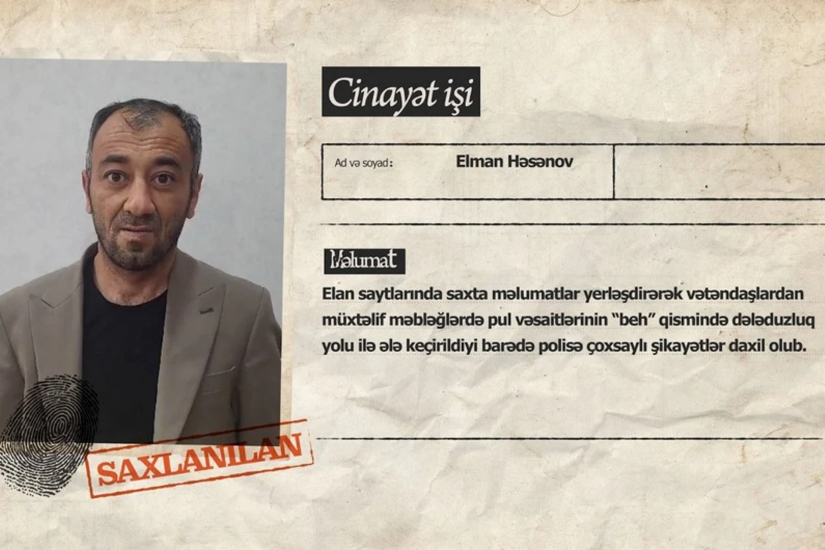 Elan saytlarında saxta məlumatlar yerləşdirərək vətəndaşlardan “beh” alan dələduz saxlanılıb - VİDEO