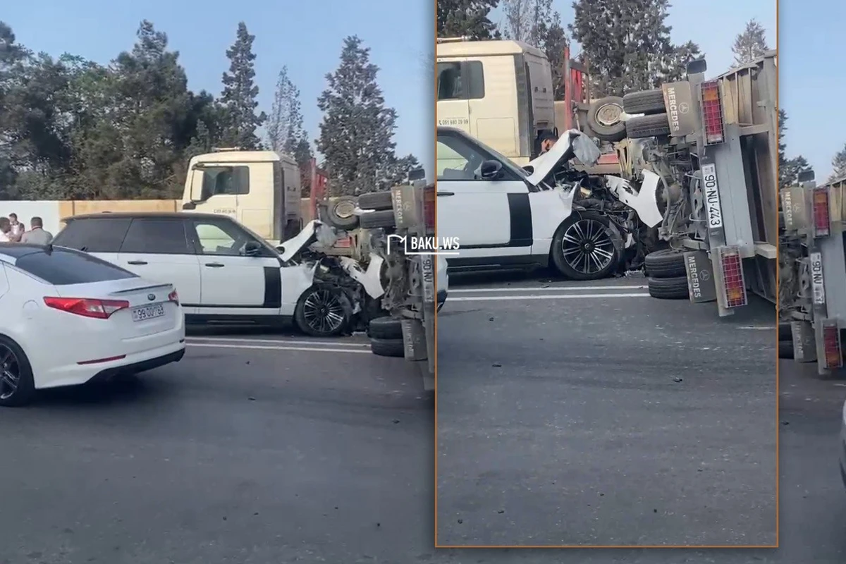 Bakıda Range Rover yük maşınına çırpıldı- VİDEO